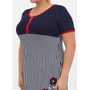 Темно-синя з білим сукня Romeo Life L,XL,2XL,3XL в смужку 7393